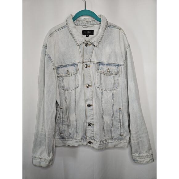 Pacsun Women's Denim Jean Jacket Light Wash Trucker Jacket Button Down Sz XL - Picture 1 of 5
